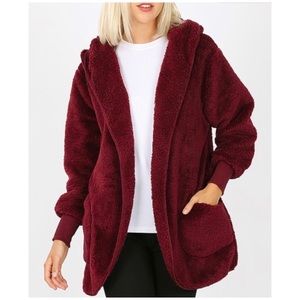 ❄️BURGUNDY/WINE FLEECE CARDIGAN